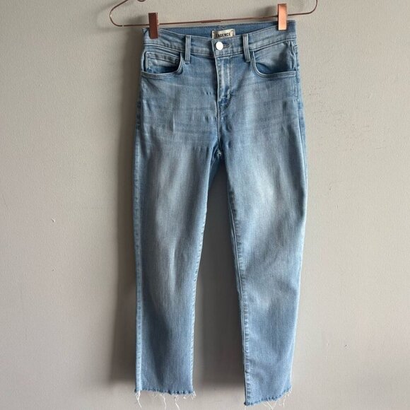 L Agence Women Denim Straight Leg High Waist Light Wash Jeans Naughty Blue Size2 - Picture 8 of 9